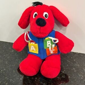Vintage Dakin 1992 Clifford The Big Red Dog W/ ABC'S VEST 13" Plush
